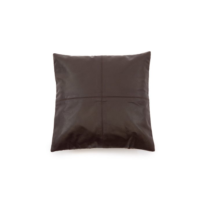 De leren kussenhoes met vier panelen - Choco - 60x60
