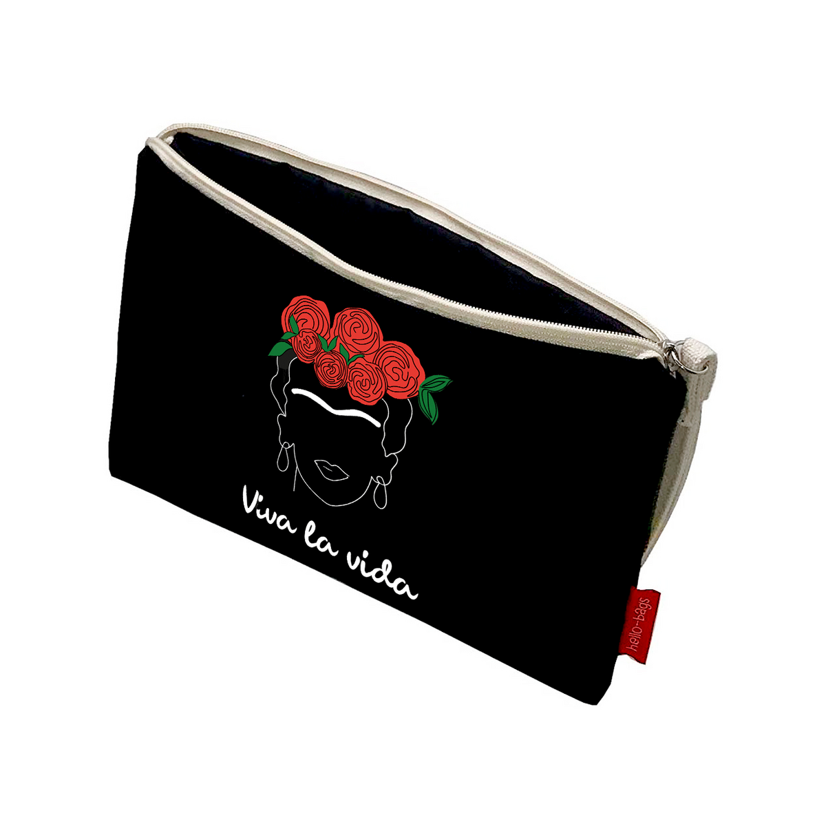 Hello-bags Damen Kulturbeutel „LAVITA“ Aus Baumwolle – Vielseitig Als Handtasche Oder Kosmetiktasche, Schwarz/Ecru