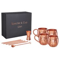 Líon copper mug set - 4x Moscow Mule mugs (500 ml) + 6-piece accessory set