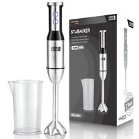 LIFETIME 1000W hand blender stainless steel - with splash guard and 8 levels plus turbo | High-quality stainless steel blender and blender | Kitchen Wand | Hand blender stirring rod stick - mixer 1000 watts
