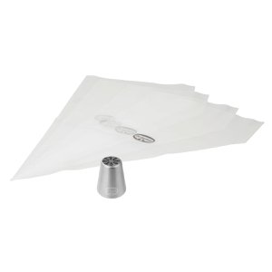 Set van 4 spuitzakken en ijskristallen spuitmond in RVS Dr.Oetker Baker Edition