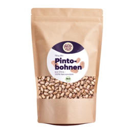 Organic pinto beans from China, high in protein and fiber, with a natural and unprocessed profile.