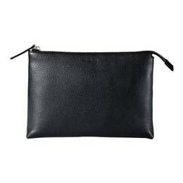 Large black toiletry bag made of durable, water-resistant material. Suitable for weekend trips or everyday use.