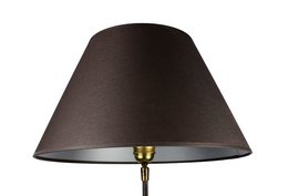 Dark gray fabric lampshade with silver interior, 40/20/24 cm in size.