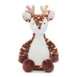 Soft, plush giraffe toy with a long neck, spotted pattern, and cute facial features. Ideal for children to cuddle and play with.
