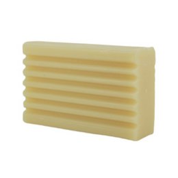 Dishwashing soap with white vinegar and citrus scent, 120g bar. Rectangular yellow bar with ridges, designed for effective cleaning.