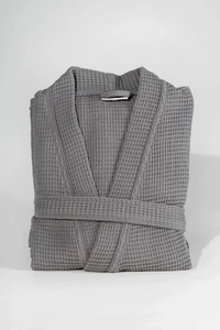 Pamuk Wafelbadjas - Donkergrijs 100% katoen