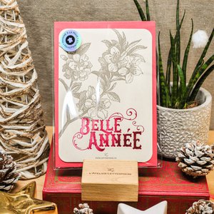 Letterpress Happy New Year Apfelblüten-Grußkarte, rot (mit Umschlag)