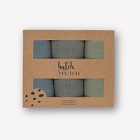 Organic cotton muslin cloth 120x120cm • plain muslin cloths • set of 3 • grey-blue/anthracite/sage green