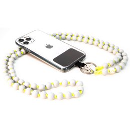 Mobiele telefoonketting universeel, houten kralen, handgemaakt - Neon Shark