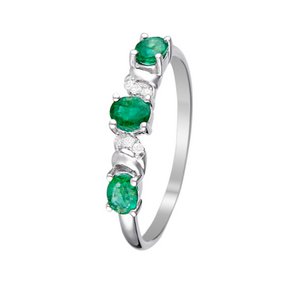 White gold ring, 0.03 carat diamonds and 0.60 carat emeralds "ABAYA"