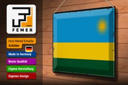 Tin Sign Flag Rwanda 40x30cm Retro Flag of Rwanda