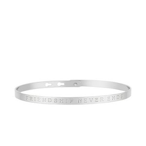 Zilveren armband met de tekst 'Vriendschap eindigt nooit'