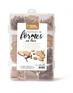 BOX of WOODEN DECORATION PIECES