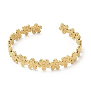 LOUIZ Bloemetjes Bangle Goudkleurig