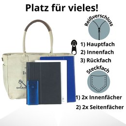 Sunsa grote dameshandtas. XXL tas gemaakt van canvas en leer. Strandtas/weekendtas in maritiem motief.