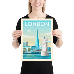 Vintage London Poster | Premium Poster City London Tower Bridge Großbritannien