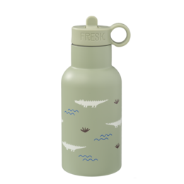  Thermos bottle with crocodile print, 350 ml capacity, stainless steel construction, suitable for hot and cold beverages.