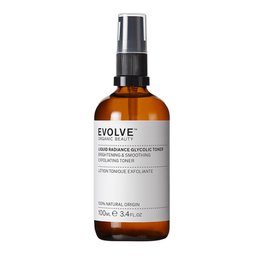Liquid radiance glycolic toner, a 100ml, 30ml, or 100ml no pump refill toner product. Contains glycolic acid to exfoliate and brighten skin.