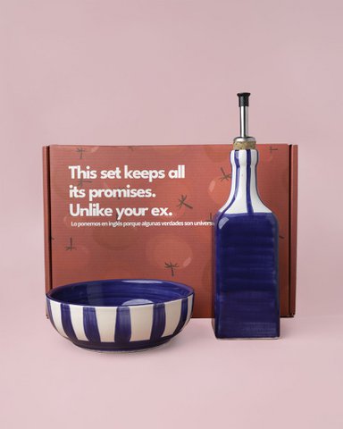 Breakfast Set: Grater Plate + Ceramic Oil Can