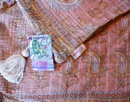 Funda de cojín Vintage Kantha 50x70 cm naranja pastel