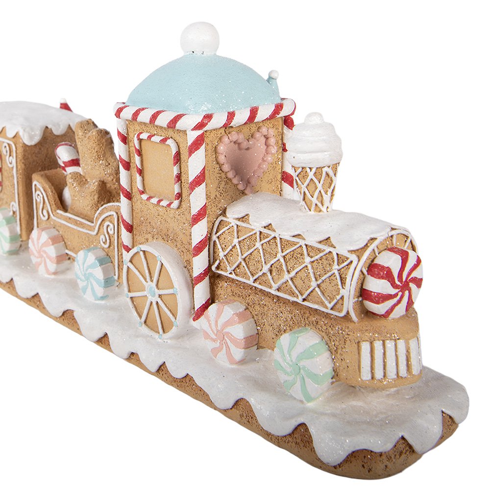 Kerstdecoratie Beeld Trein 47x10x17 cm Bruin Kunststof