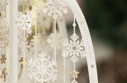 3D Pop up Christmas card Merry Christmas with snowflakes and golden poinsettias