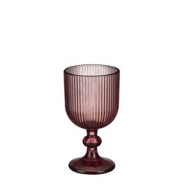  Elegant purple wine glass with vertical ribbed design, suitable for serving merlot or other red wines.