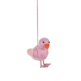 Decoración de pollito de Pascua colgante de fieltro hecho a mano (juego de 6)