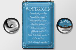 Cartel de chapa que dice 20x30cm Regla de invierno noches de chimenea vino caliente