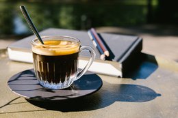  A small, round saucer for an espresso cup, made of Ouessant ceramic material.