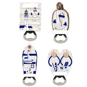 Souvenir Kustmagneet Flesopener Nautisch Blauw & Wit