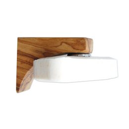 Magnetic soap holder PONTE with plate. Wooden soap dish with a white ceramic plate. Rectangular shape with natural wood grain finish.