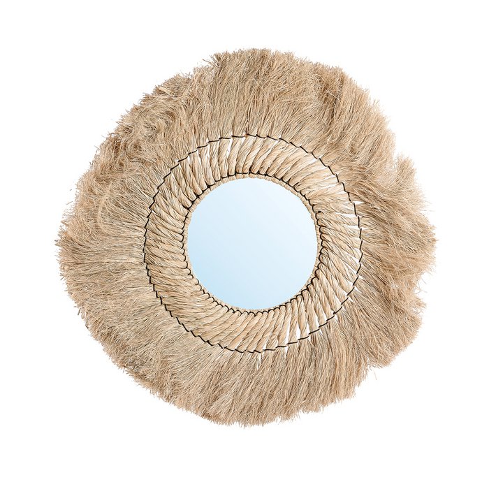 De Raffia Kauri Spiegel - Natuurlijk Wit