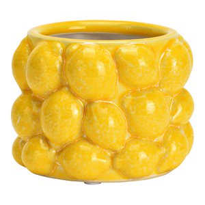 Blumentopf Zitrone aus Keramik, Gelb (B/H/T) 10x8x10cm