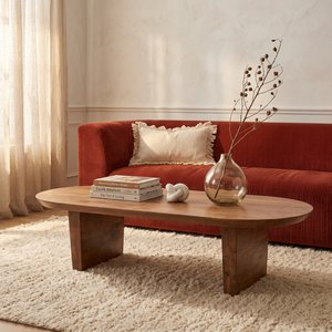 Couchtisch Bullnose aus Mangoholz braun – 140 x 60 x 35 cm