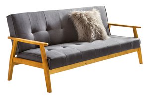 Slaapbank 190x85x81 cm donkergrijs geweven stof