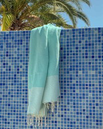 Asciugamano Hammam Fouta Waffle Stripes - Menta - 100x200cm