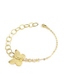18K guldbelagt sommerfugl og Golden Shadow krystalarmbånd