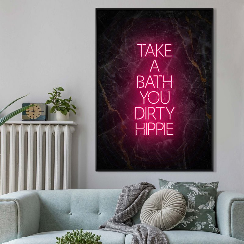 Tag et bad Hippie sort marmor print