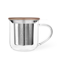 Viva Minima™ Eva Glass Infuser Mug 0,40L, porcelain Powder brown lid, inox filter