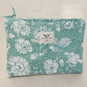 Makeup bag mint flower