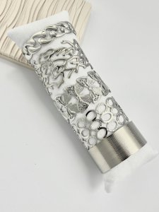 Set of 5 silver -wide - wide, trendy and elegant hookwatch bracelets