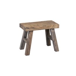 Recycled elmwood footstool, 25x12x20cm, rustic, wooden, square shape, natural finish