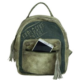Sunsa leren/canvas rugzak. Vintage rugzak, retro dagrugzak. City rugzaktas voor dames/meisjes in een uniek design. Mini vrijetijdsrugzak voor dagelijks gebruik.