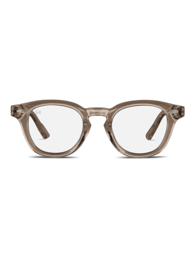  Rectangular brown eyeglasses with a tortoiseshell pattern. The frames have a classic, vintage-inspired design.