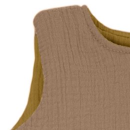 Dubleside BIO muslin NYFØDT SOVEPOSE TOG 2, 12-24m MØRK EG/OLIVE