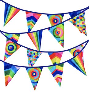 Stoffen Garland Rainbow Festival XL - Stoffen Vlaggen - Party Garland