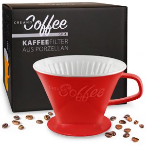 Creano porseleinen koffiefilter - filtermaat 4 voor filterzakken maat. 1x4 - Rood