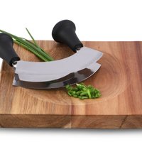 Wiegemesser mit Doppelklinge 14 cm inkl. Holzbrett